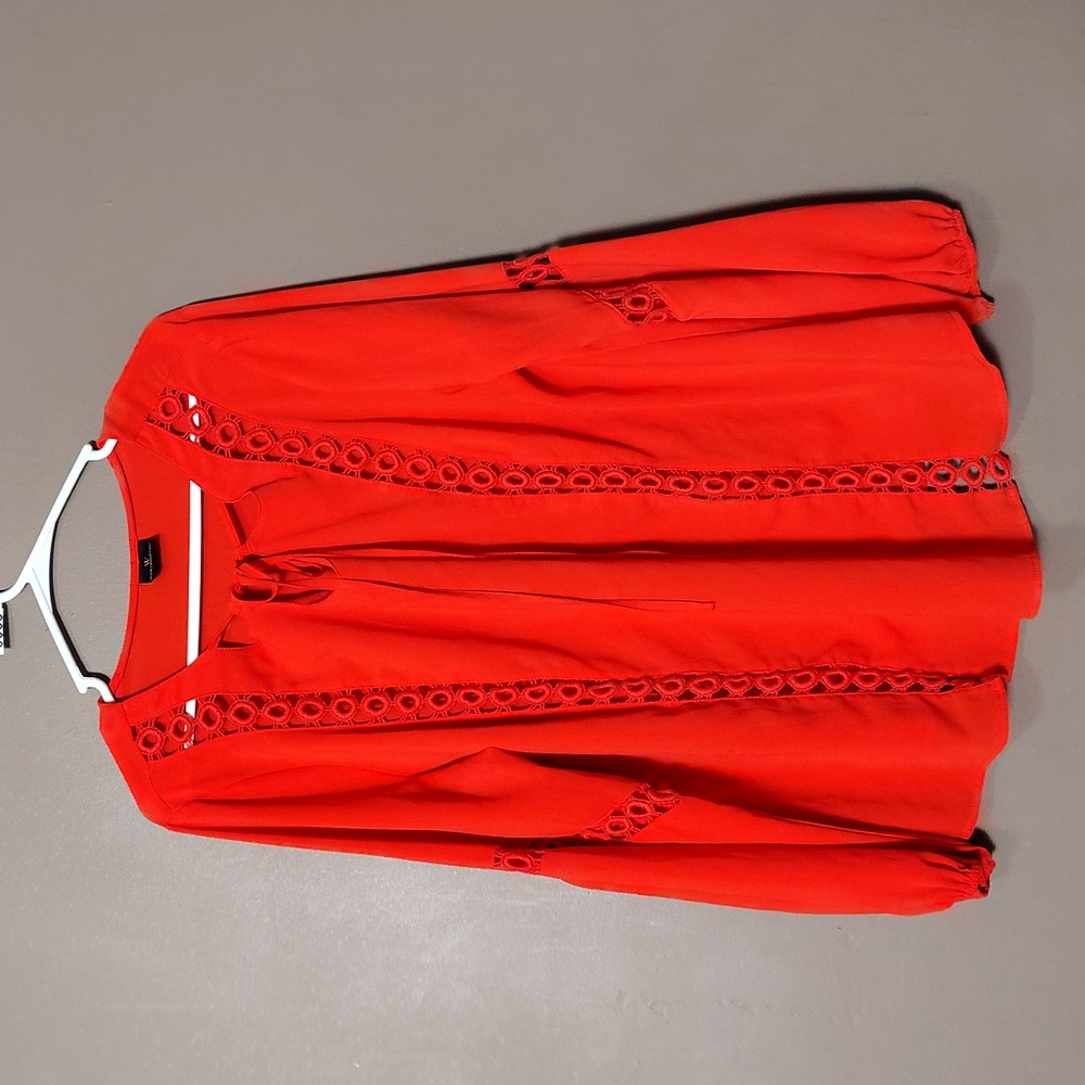 Worthington Orange Red Blouse W Circle Cutout Embellishments Approx Size 1X
